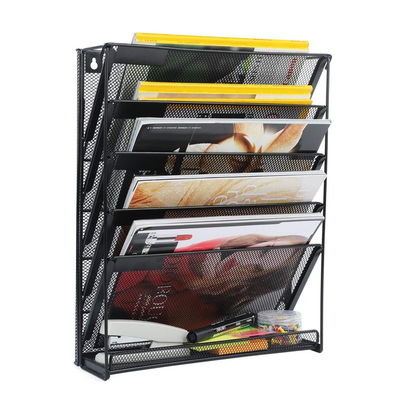 samstar Wall File Holder, 6-Tier Hanging Wall File Organizer Wall Mount Paper File Folder Mail Organizer for Office/School, 1 Pack - Image 1